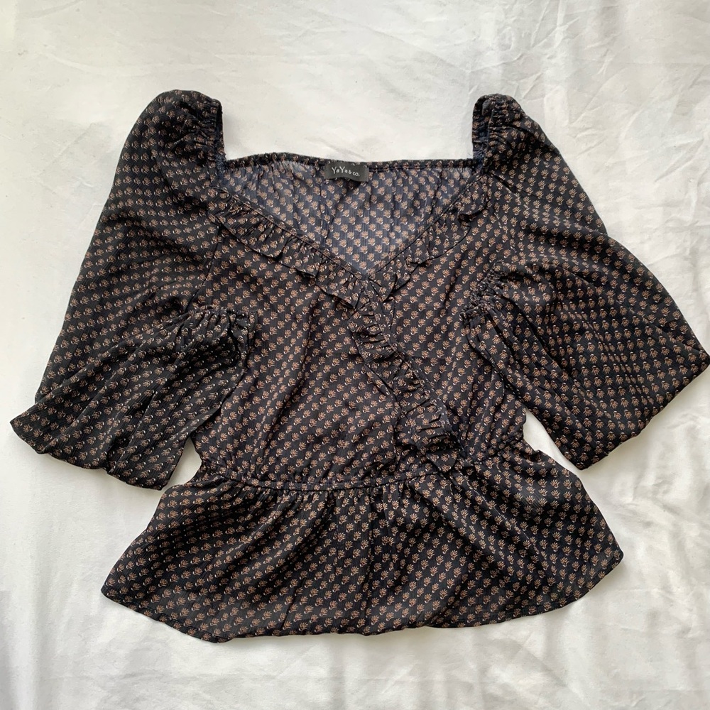 Floral Print Flowy Blouse - Small